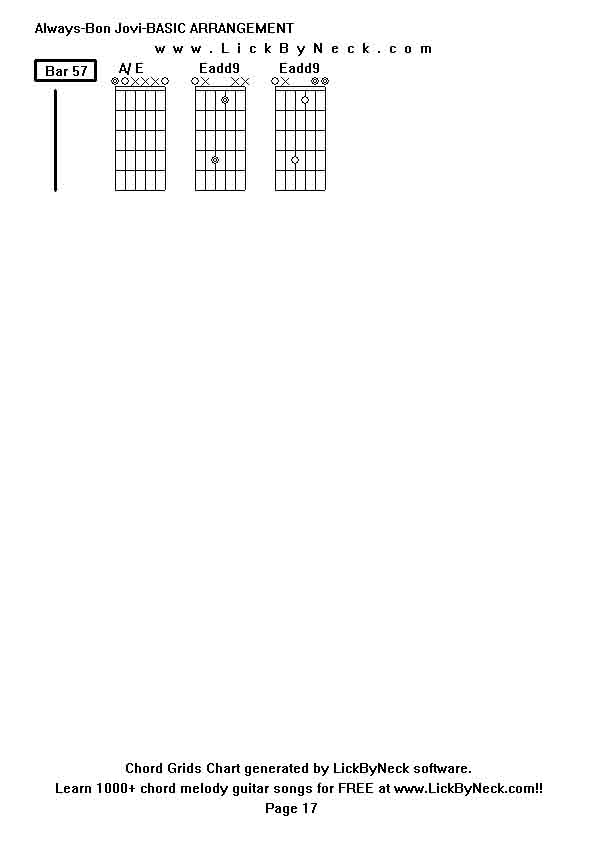 Chord Grids Chart of chord melody fingerstyle guitar song-Always-Bon Jovi-BASIC ARRANGEMENT,generated by LickByNeck software.